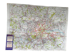 Vintage Bacons Motoring Map, Environs of London & South East. 1950’s approx