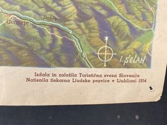 1954 RELIEF MAP, SLOVENIA AND PROVINCES, BY I. SELAN, TOURIST ASSOC. OF SLOVENIA