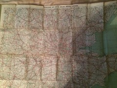 Bacon’s Motoring & Cycling Road Map. 50 miles round London Antique Map.