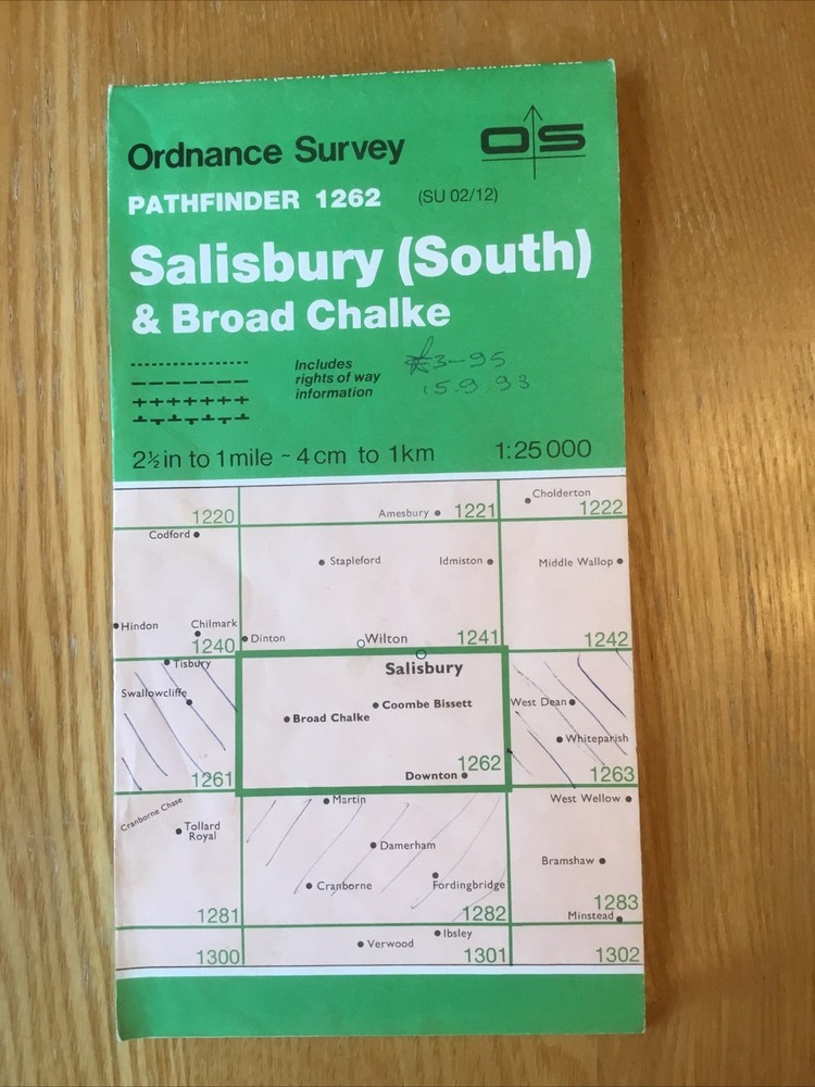 1986 Ordnance Survey Pathfinder Map 1262 SU 02/12 Salisbury South & Broad Chalke