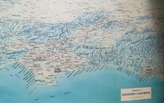 Southern California Wall Map Vintage Topographic 1984 Cooper Moffatt Large 89cm