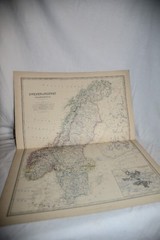 SWEDEN & NORWAY, SCANDINAVIA 1877 Antique Johnston Map Print STOCKHOLDM Esthnoia