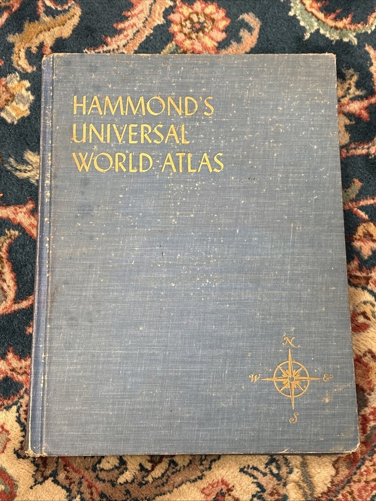 Vintage Hammond Atlas of the World 1951 Tons Of Maps HC USA Table Book Colored
