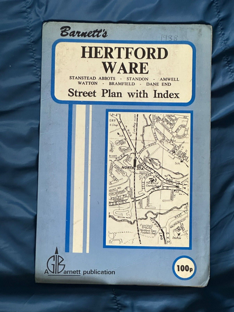 Vintage Barnetts Hertford & Ware Area Street Plan with Index, 1980’s