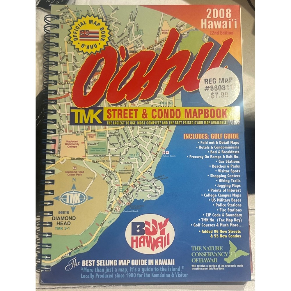 2008 Hawaii Oahu TMK Street Condo Mapbook 22nd Edition Spiral Bound Vintage Map
