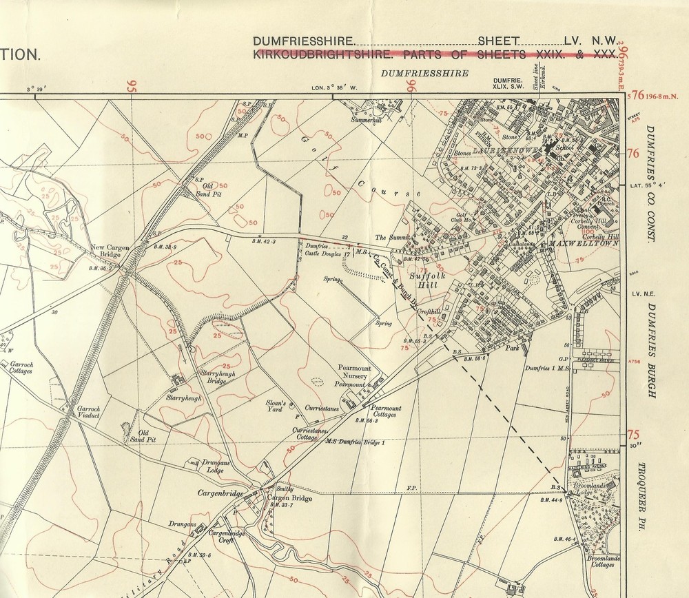 Ordnance Survey 6 inch -1 mile map Maxwelltown & Laurieknowe 1947 Dumfriesshire