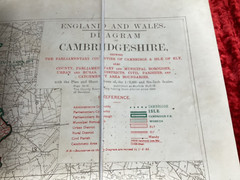 1934 ORDNANCE SURVEY MAP PARLIAMENTRY COUNTIES OF CAMBRIDGESHIRE & ISLE OF ELY