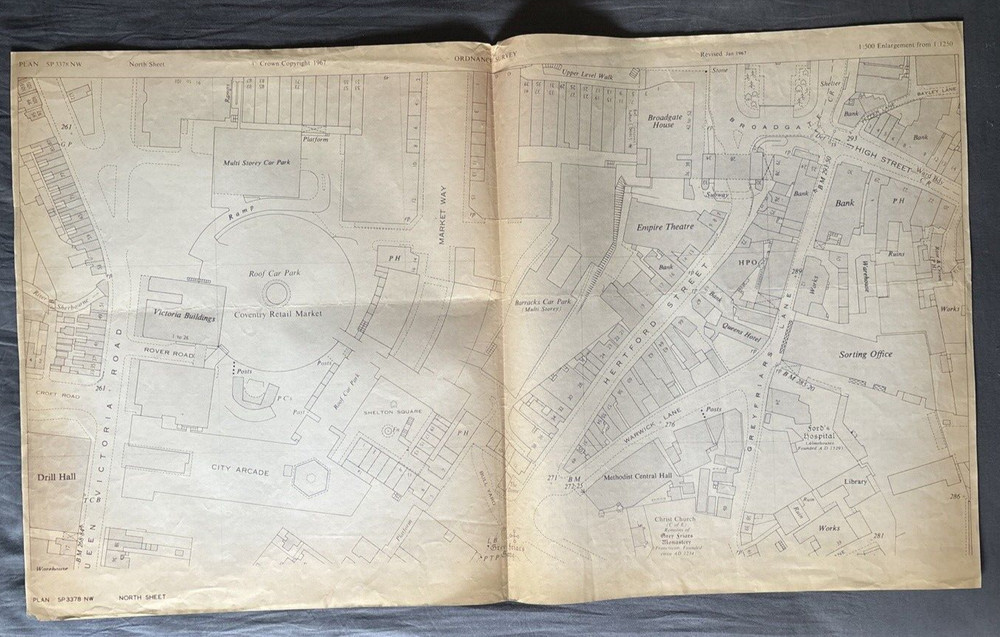 Ordnance Survey Plan SP3378NW North Sheet 1:500 1967 Coventry