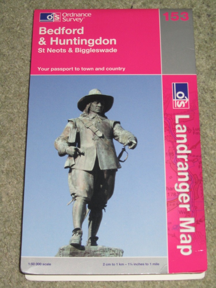OS Ordnance Survey Landranger Map Sheet 153 Bedford & Huntingdon – 2014