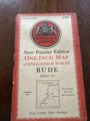Vintage Ordnance Survey Map Sheet 174 Bude 1946 One Inch Map Cornwall Devon