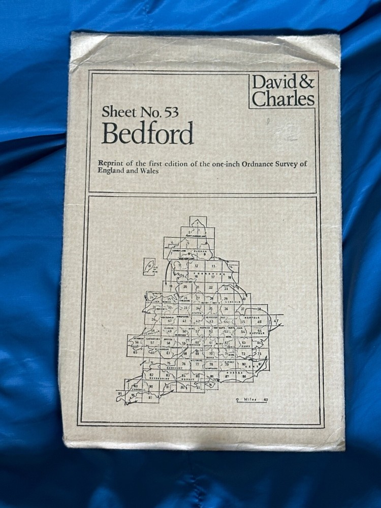 David & Charles, OS Map ,1st Edition,1 Inch Reprint, Bedford. No:53