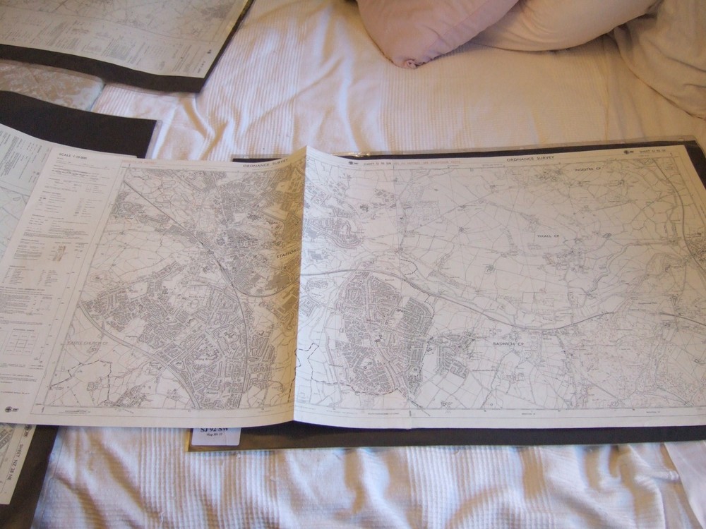 Ordnance Survey (OS) 1:10 000 Sheet Map STAFFS SJ 92 SE -SJ 92 SW Large Map,1990