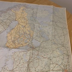1979 Vintage Nordeuropa Europe du Nord Kummerly + Frey Road Map