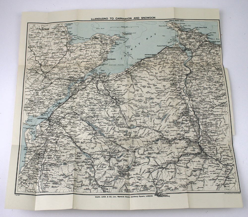 1922 Vintage Map Wales Conway Bay Bangor Carvarvon Bettws Y Coed Llanberis Welsh