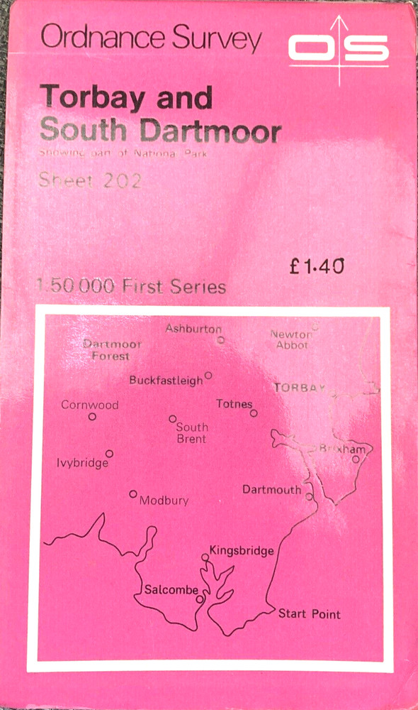 Ordnance Survey Torbay and South Dartmoor: 1:50000 First Series 1974 Sheet 202