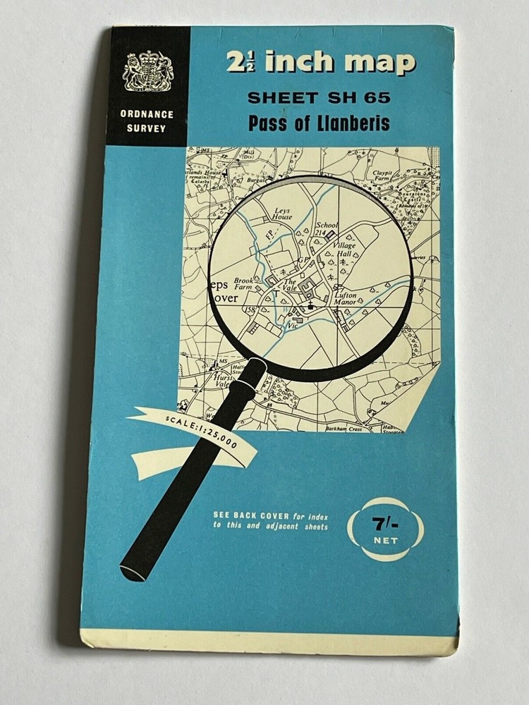Vintage 2 & Half inch/1 mile, ordnance survey map,Sheet SH 76, Pass of Llanberis