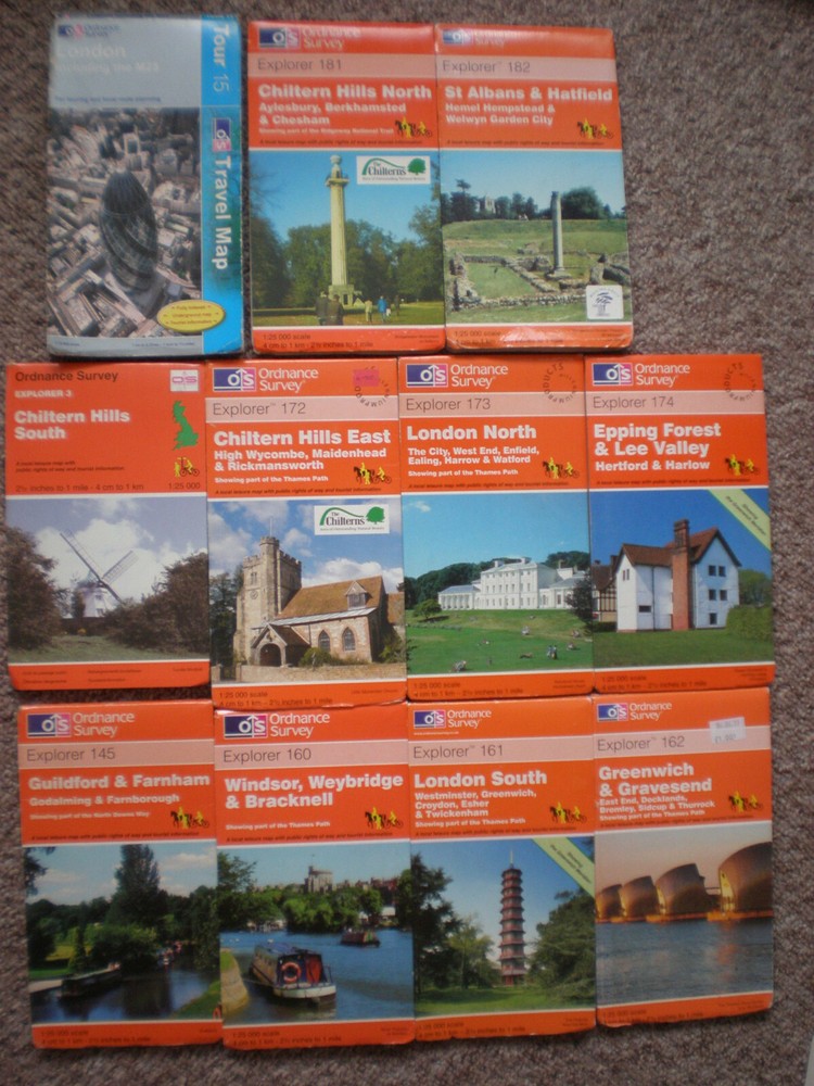 160 161 162 172 173 174 181 182 LONDON TOUR LOT EXPLORER ORDNANCE SURVEY MAPS OS