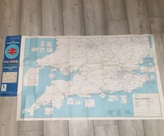British Rail System Map England & Wales south ( A Geographia Map) 1977 (Large)