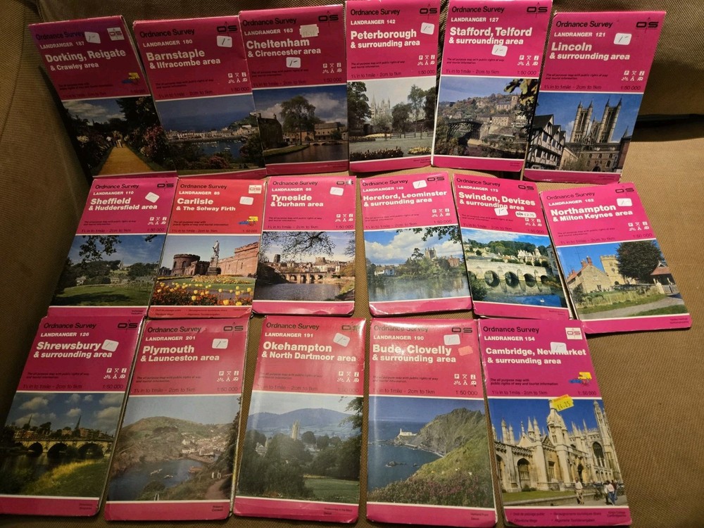 Ordnance Survey Landranger Maps, Lot of 18 – Ships from US!