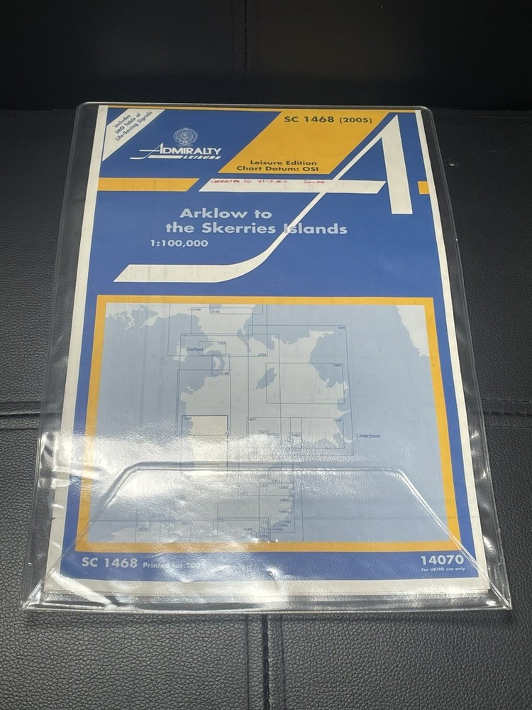 ARKLOW TO SKERRIES ISLANDS – ADMIRALTY LEISURE Chart SC 1468 Water Nautical Map.