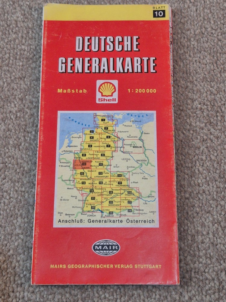 Vintage German Folding Road Map 1978 – 79. Sheet No 10 By Shell