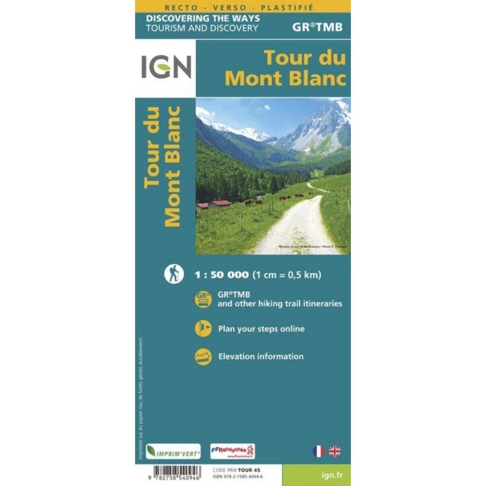 France & Italy – Tour du Mont-Blanc map 89025 GR TMB 1:50K hiking & hiking info