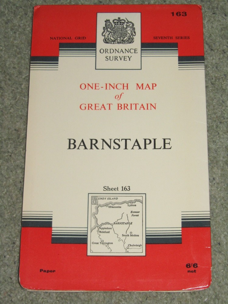 OS Ordnance Survey 1″ Seventh Series – 163 Barnstaple – 1967 edn
