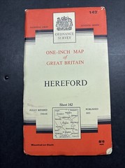 Vintage Ordnance Survey Map 7th series One Inch Cloth Mounted Hereford 1952