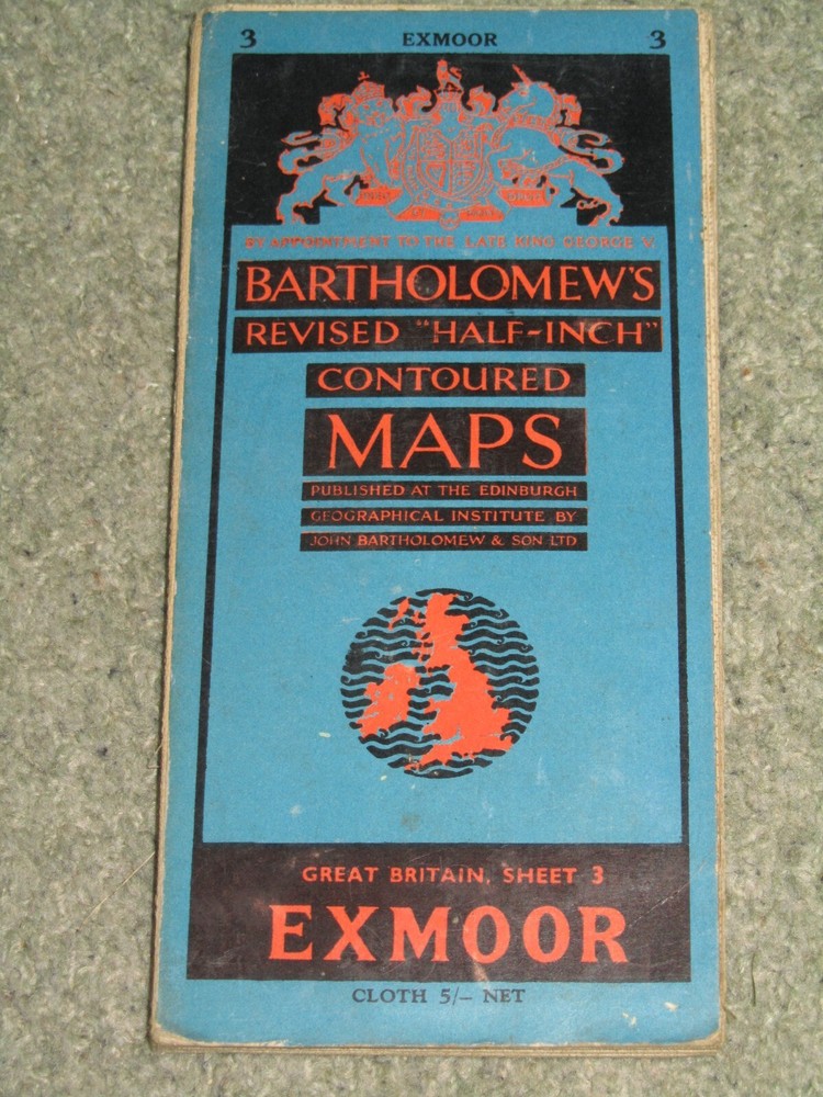 Bartholomews Revised Half Inch Map: sheet 1 Cornwall – 1947 on cloth