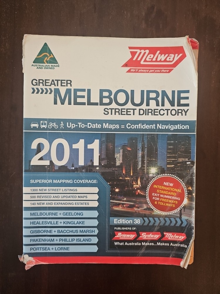 MELWAY GREATER MELBOURNE STREET DIRECTORY EDITION 38 2011