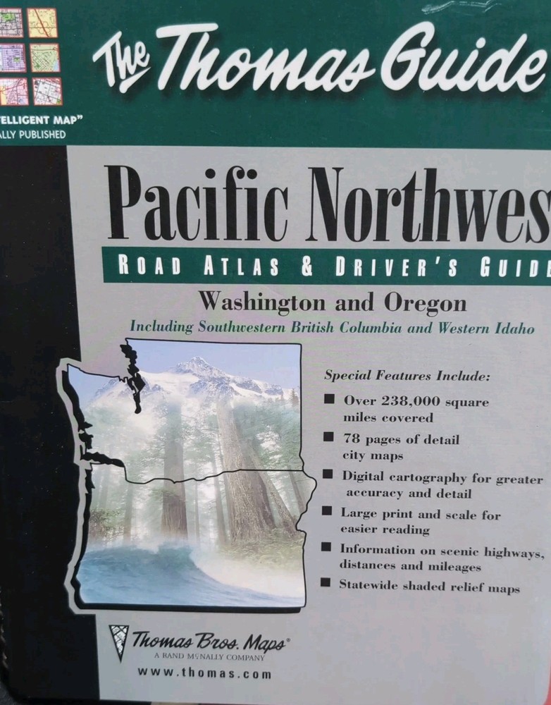 Vintage Thomas Guide Pacific Northwest Road Atlas Drivers Guide WA OR