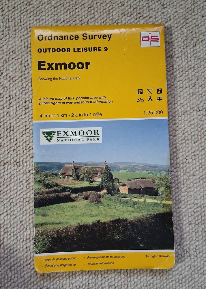 Vintage ORDNANCE SURVEY Outdoor Leisure 9 Map Exmoor *VGC*