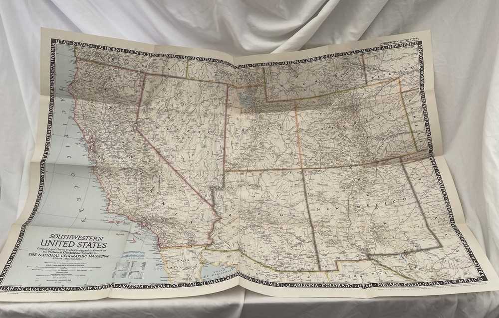 Vintage National Geographic Map Southeastern United States December 1948