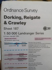 VGC Landranger Map 187 Dorking Reigate and Crawley Area, Ordnance Survey VGC