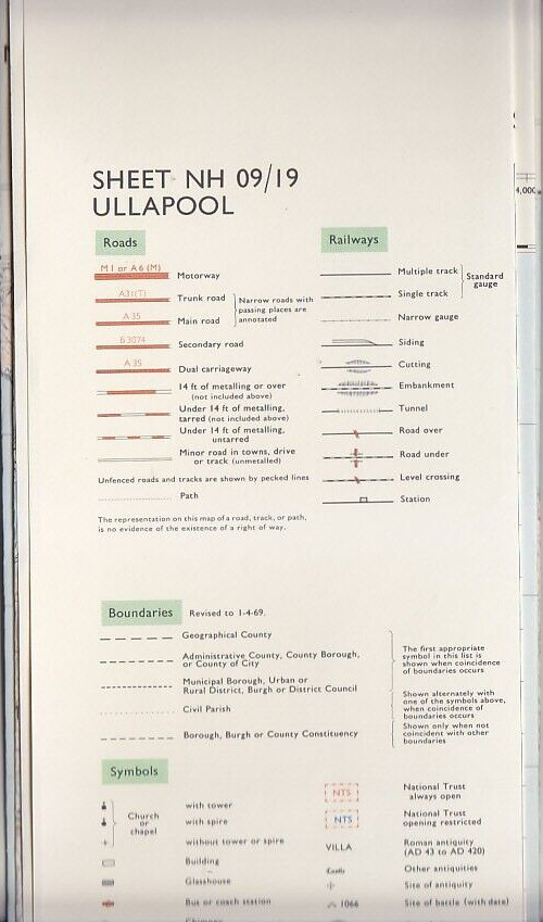 Ordnance Survey (OS) Map 1:25,000 Pathfinder Sheet NH 09/19 Ullapool