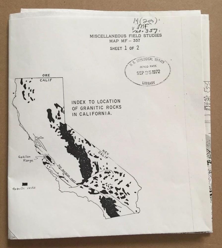 USGS Map MF-357 Sheet 1 of 2, Geologic map of the pre-Cenozoic basement rocks…