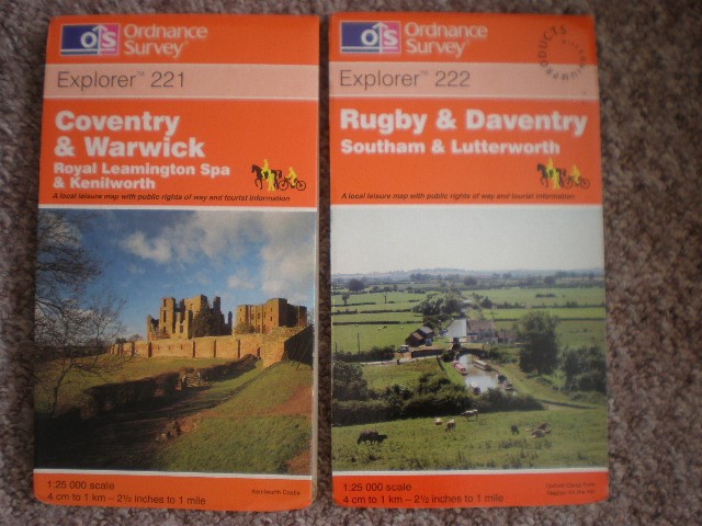 221 222 COVENTRY, WARWICK, RUGBY, DAVENTRY, LOT EXPLORER ORDNANCE SURVEY MAPS OS