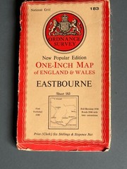 Vintage Ordnance Survey One Inch Cloth Map, of Eastbourne, no 183, 1940….