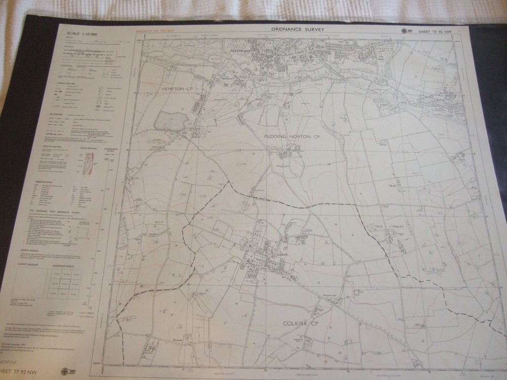 Ordnance Survey (OS) 1:10 000 Original Sheet Map, NORFOLK TF 92 NW, 1993