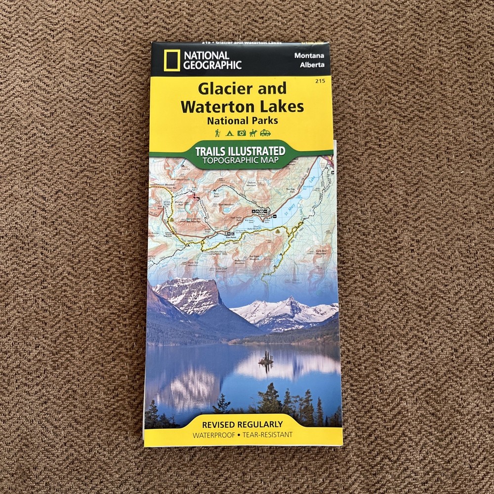 National Geographic Trails Illustrated Montana Glacier Waterton Lakes NP Map 215