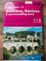Vintage 1993 SWINDON AND DEVIZES Ordnance Survey map 173