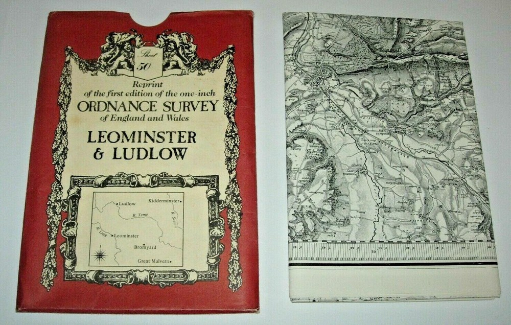 ORDNANCE SURVEY MAP OF LEOMINSTER & LUDLOW – 1980 REPRINT OF FIRST EDITION