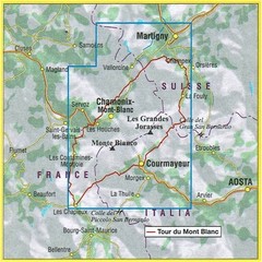France Italy Switzerland Tour du Mont Blanc 1:50k Hiking Map + Guide **40% OFF**