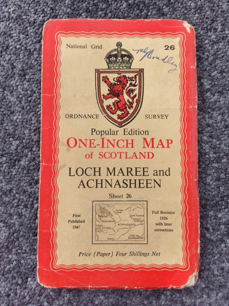 1947 Ordnance Survey Popular Edition One Inch Map 26 Loch Maree And Achnasheen