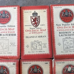 Job Lot Of 9 Vintage OS Maps One Inch maps, immediate despach