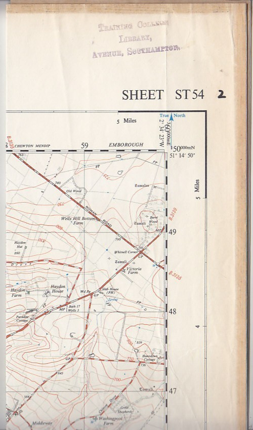 Ordnance Survey 1:25,000 First Series Map Sheet ST 54 Wells Somerset