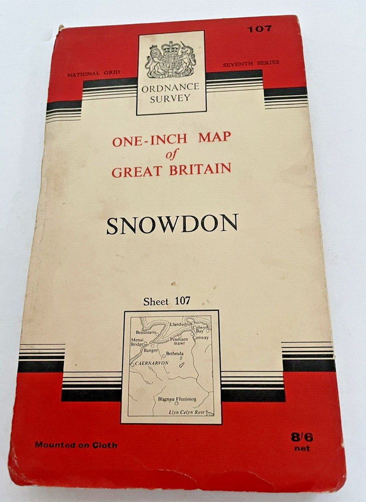 Ordnance Survey Map – Snowdon – 1″ Seventh Series – 1965 – Cloth – Very good +