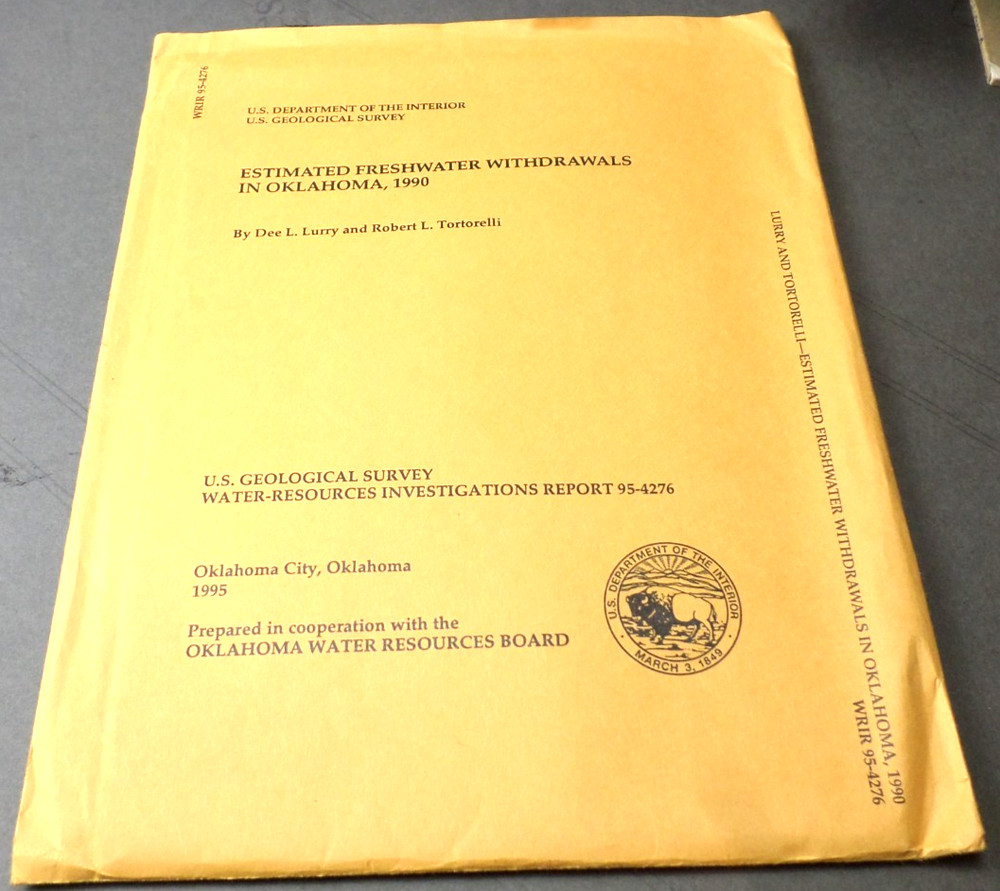 1995 USGS Estimated Freshwater Withdrawals in Oklahoma, WRIR 95-4276, 2 Maps