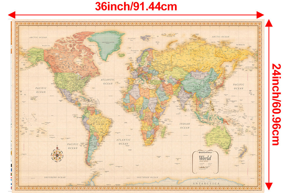 60*96cm 45*73cm Map Of The World Poster Educational School Wall Art Gift Decor