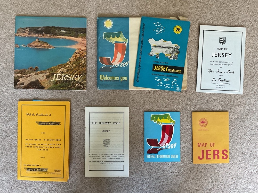 Jersey Channel Islands Ephemera (Maps, Guides, Full Set) Original Vintage 1960s